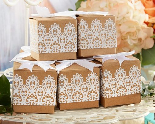 "Rustic & Lace" Kraft Favor Box (Set of 24)