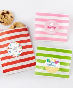 Striped Paper Favor Bags - Birthday (Set of 25)