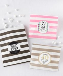 Striped Paper Favor Bags - Milestone Birthday (Set of 25)