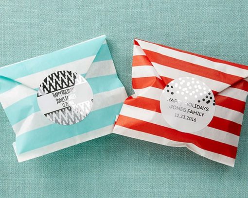 Striped Paper Favor Bags - Silver Foil (Set of 25)