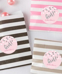 Striped Paper Favor Bags - It's a Girl! (Set of 25)