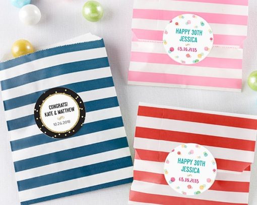 Striped Paper Favor Bags - Party Time (Set of 25)
