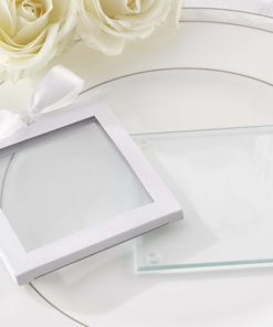 White Glass Coaster Gift Sleeve (Set of 12)