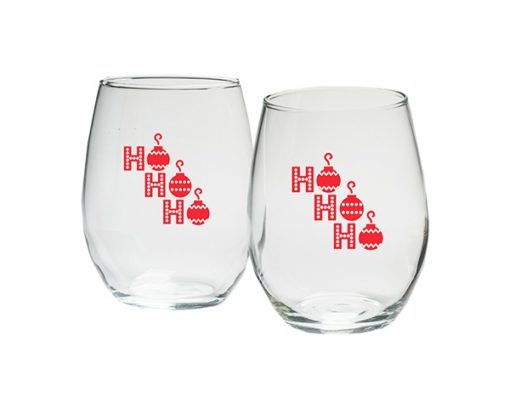 Ho, Ho, Ho 15 oz. Stemless Wine Glasses (Set of 4)