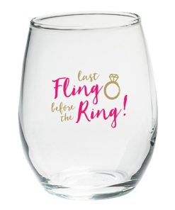 Last Fling Before the Ring 15 oz. Stemless Wine Glasses - (Set of 4)