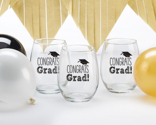 Congrats Grad Stemless Wine Glass 15 oz. (Set of 4)