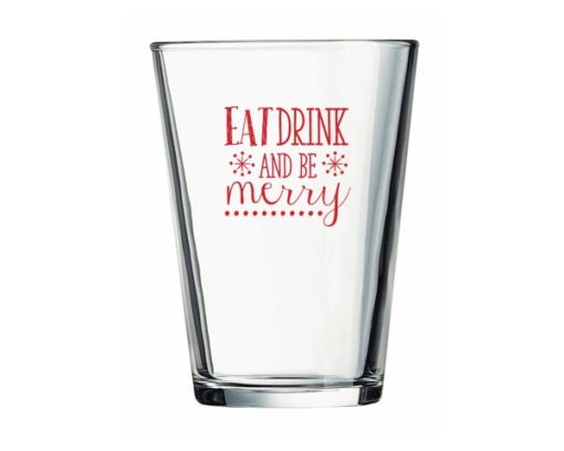 Eat, Drink and Be Merry 16 oz. Pint Glass (Set of 4)