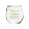 Making Spirits Bright 15 oz. Stemless Wine Glass (Set of 4)