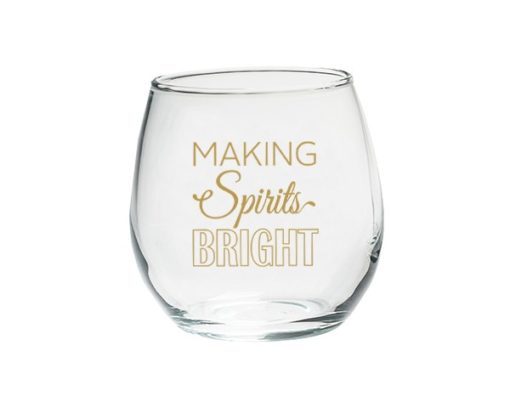 Making Spirits Bright 15 oz. Stemless Wine Glass (Set of 4)