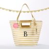 Striped Metallic Gold Tote With Tassel - Personalization Available