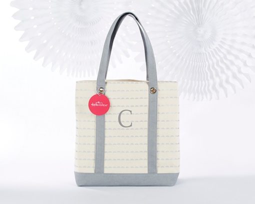 Silver Scallop Canvas Tote Bag (Personalization Available)