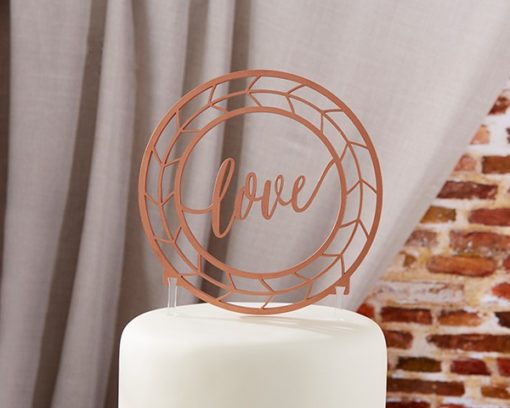 Geometric Copper Love Cake Topper