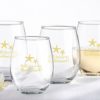 Will You Be My Bridesmaid Beach Tides 15 oz. Stemless Wine Glass (Set of 4)