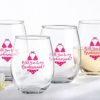 Will You Be My Bridesmaid Beach Bikini 15 oz. Stemless Wine Glass (Set of 4)