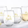 Bride and Bridesmaids Beach Tides 15 oz. Stemless Wine Glass (Set of 4)