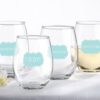 Bride and Bridesmaids Something Blue 15 oz. Stemless Wine Glass (Set of 4)