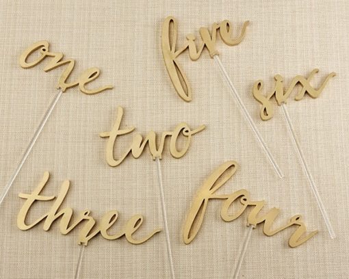 Gold Calligraphy Table Numbers (1-6)
