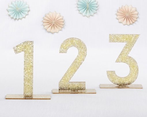 Gold Glitter Acrylic Table Numbers (1-6)