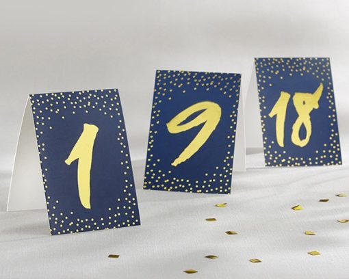 Navy and Gold Foil Tented Table Numbers 1-18
