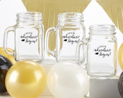 Graduation Adventure Begins 16 oz. Mason Jar Mug (Set of 4)