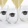 Congrats Graduation Cap 15 oz. Stemless Wine Glass (Set of 4)