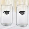 Congrats Graduation Cap 16 oz. Can Glass (Set of 4)