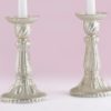 Light Champagne Frosted Mercury Glass Candlesticks