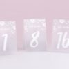 White Frosted Floral Tented Table Numbers (1-18)