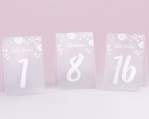 White Frosted Floral Tented Table Numbers (1-18)