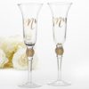 Gold Glitter and Rhinestone Mr. & Mrs. Toasting Flutes
