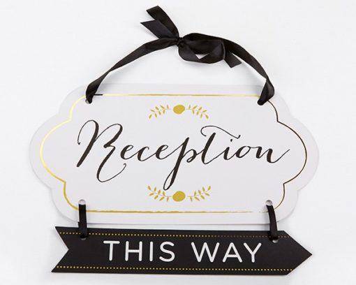 Classic Gold Foil Directional Reception Sign