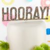 Hooray Multicolor Glitter Acrylic Cake Topper