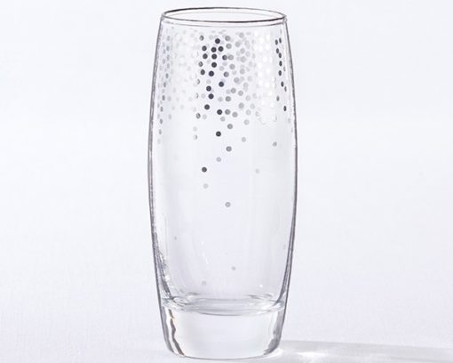 Silver Confetti 12 oz. Stemless Champagne Glass (Set of 4)