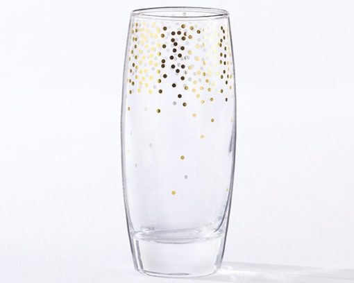 Gold Confetti 12 oz. Stemless Champagne Glass (Set of 4)