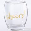 Gold Cheers 12 oz. Stemless Wine Glass (Set of 4)
