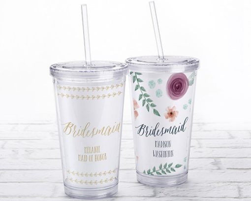 Acrylic Tumbler with Personalized Insert - Bridesmaid