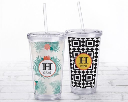 Acrylic Tumbler with Personalized Insert - Tropical Chic
