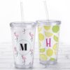 Acrylic Tumbler with Personalized Insert - Monogram