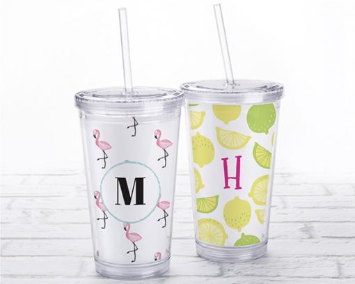 Acrylic Tumbler with Personalized Insert - Monogram