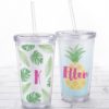Acrylic Tumbler with Personalized Insert - Pineapples and Palms