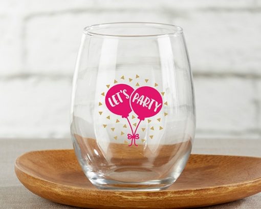 Let's Party 15 oz. Stemless Wine Glass (Set of 4)