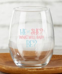 He or She? 15 oz. Stemless Wine Glass (Set of 4)