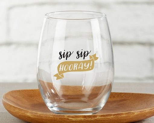 Sip Sip Hooray 15 oz. Stemless Wine Glass (Set of 4)