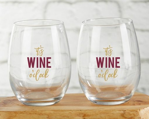 It's Wine O'Clock 15 oz. Stemless Wine Glass (Set of 4)