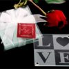 LOVE Glass Coaster Gift Set with Ribbon and Thank You Tag