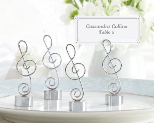 "Love Songs" Silver-Finish Music Note Place Card/Photo Holder (Set of 4)