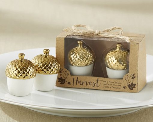 Gold Dipped Ceramic Acorn Salt & Pepper Shaker