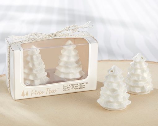 White Ceramic Pine Tree Salt & Pepper Shakers