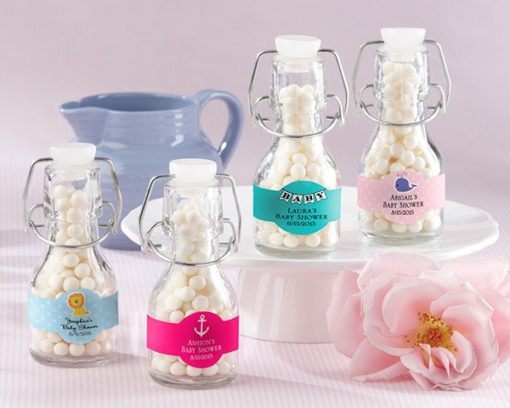 Mini Glass Favor Bottle with Swing Top - Baby (Set of 12) (Available Personalized)