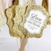 Gold Glitter Hand Fan (Personalization Available) (Set of 12)